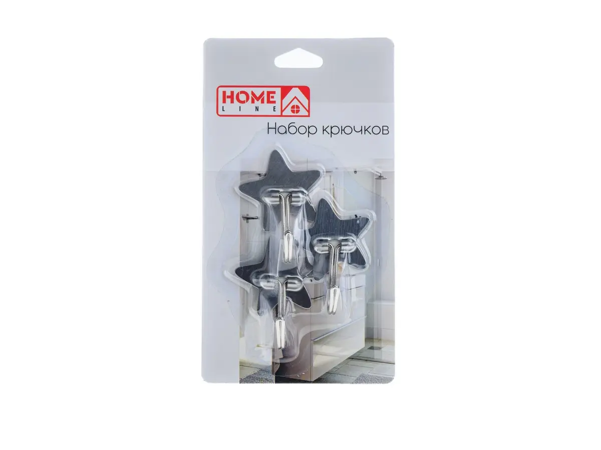 НАБОР КРЮЧКОВ металлических на скотче 3 шт. 4,3*6 см  Home Line 104801