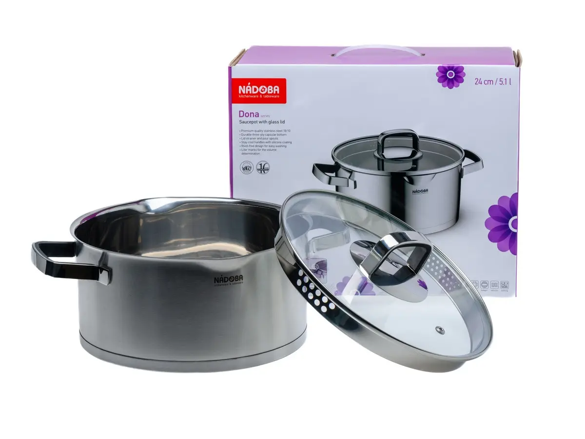 КАСТРЮЛЯ со стеклянной крышкой, 24 см/5,1 л, NADOBA, серия DONA  106480
