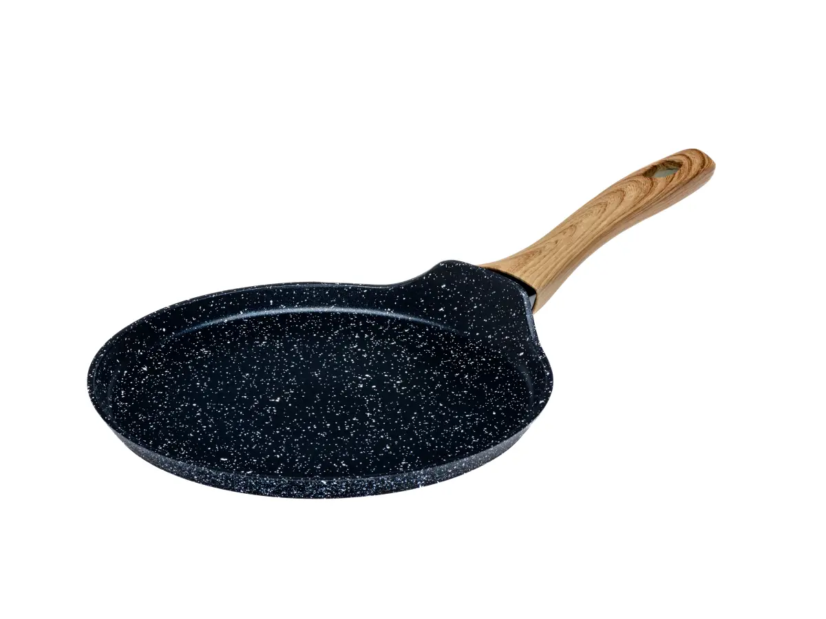 СКОВОРОДА ДЛЯ БЛИНОВ алюминиевая с антипригарным мраморным покрытием "Black Granite" 25*1,6 см  Fresca 103500