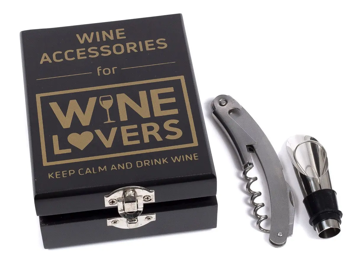 НАБОР ПОДАРОЧНЫЙ металлический "Wine lovers" 2 пр.: штопор, дозатор   96296