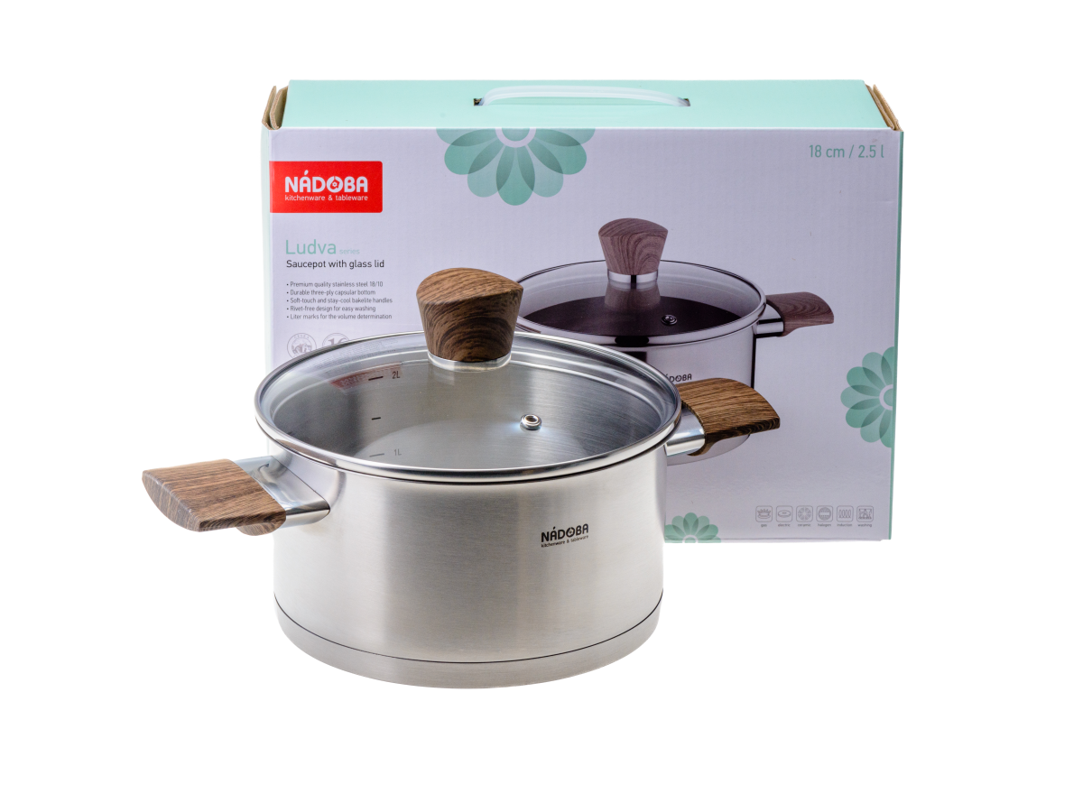 КАСТРЮЛЯ со стеклянной крышкой, 18 см/2,5 л, NADOBA, серия LUDVA   109181