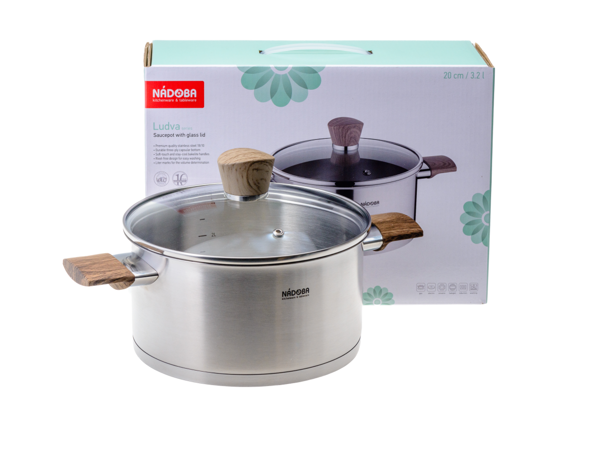 КАСТРЮЛЯ со стеклянной крышкой, 20 см/3,2 л, NADOBA, серия LUDVA   109180