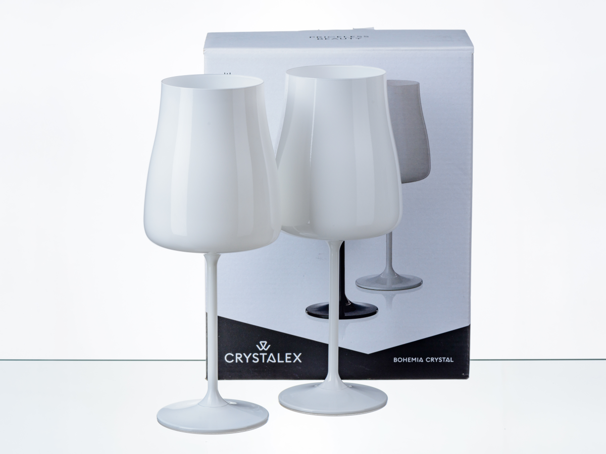 НАБОР БОКАЛОВ ДЛЯ ВИНА стеклянных "Black and White" 2 шт. 400 мл/23 см  Crystalex 107237