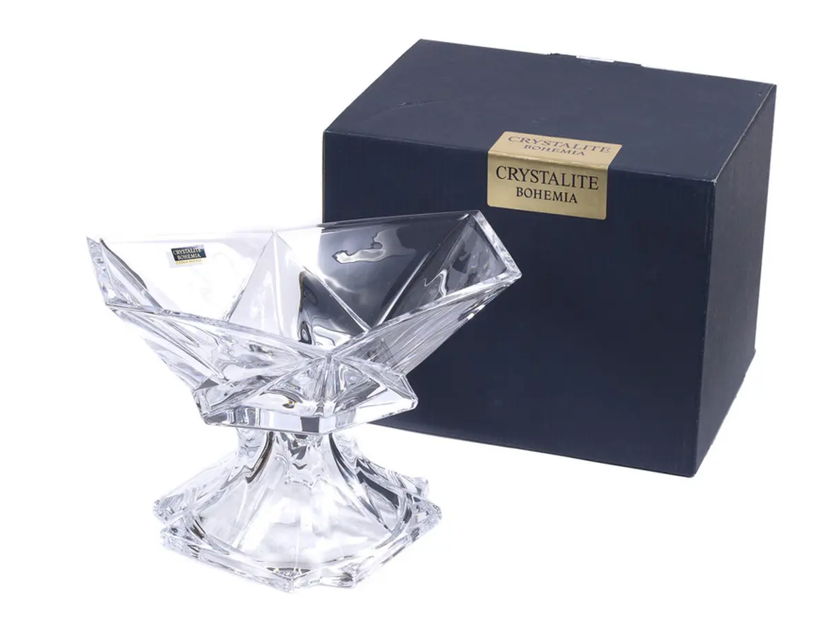 САЛАТНИК стеклянный "ORIGAMI" на ножке 22,5 см  Crystalite Bohemia 88673
