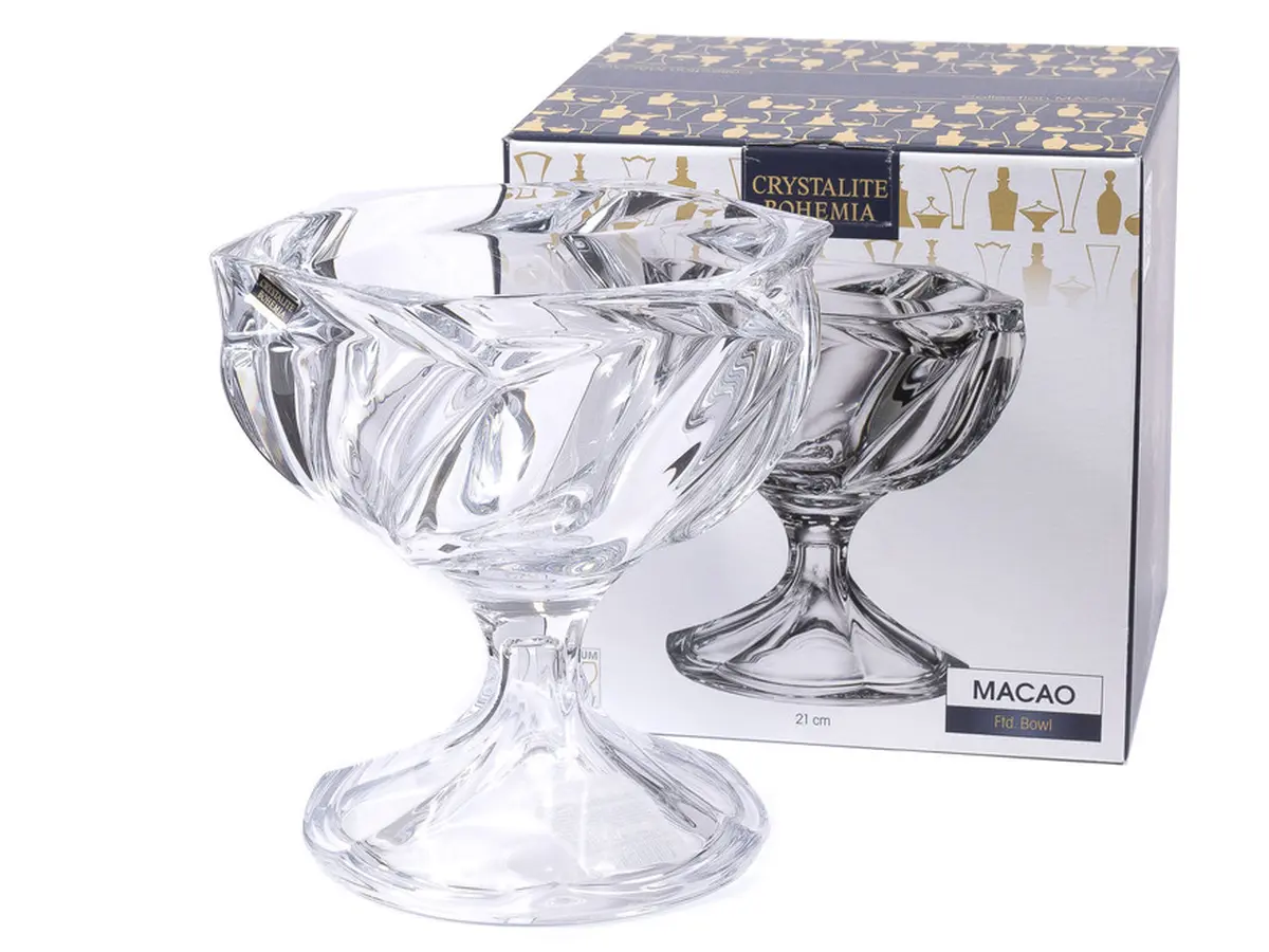 САЛАТНИК стеклянный "MACAO" на ножке 21 см  Crystalite Bohemia 92331
