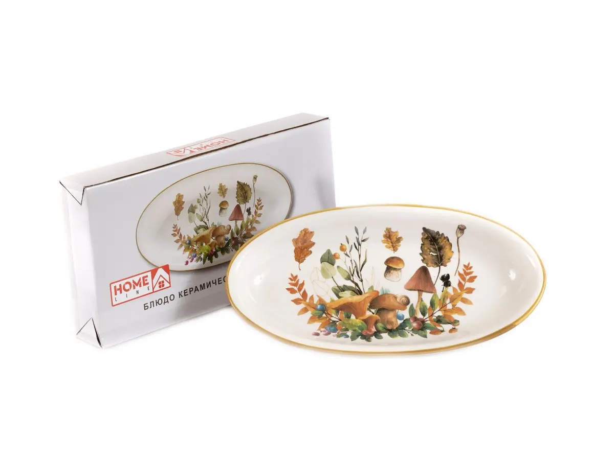 БЛЮДО керамическое "Грибочки" 28,2*14,5*3,5 см  Home Line 104616