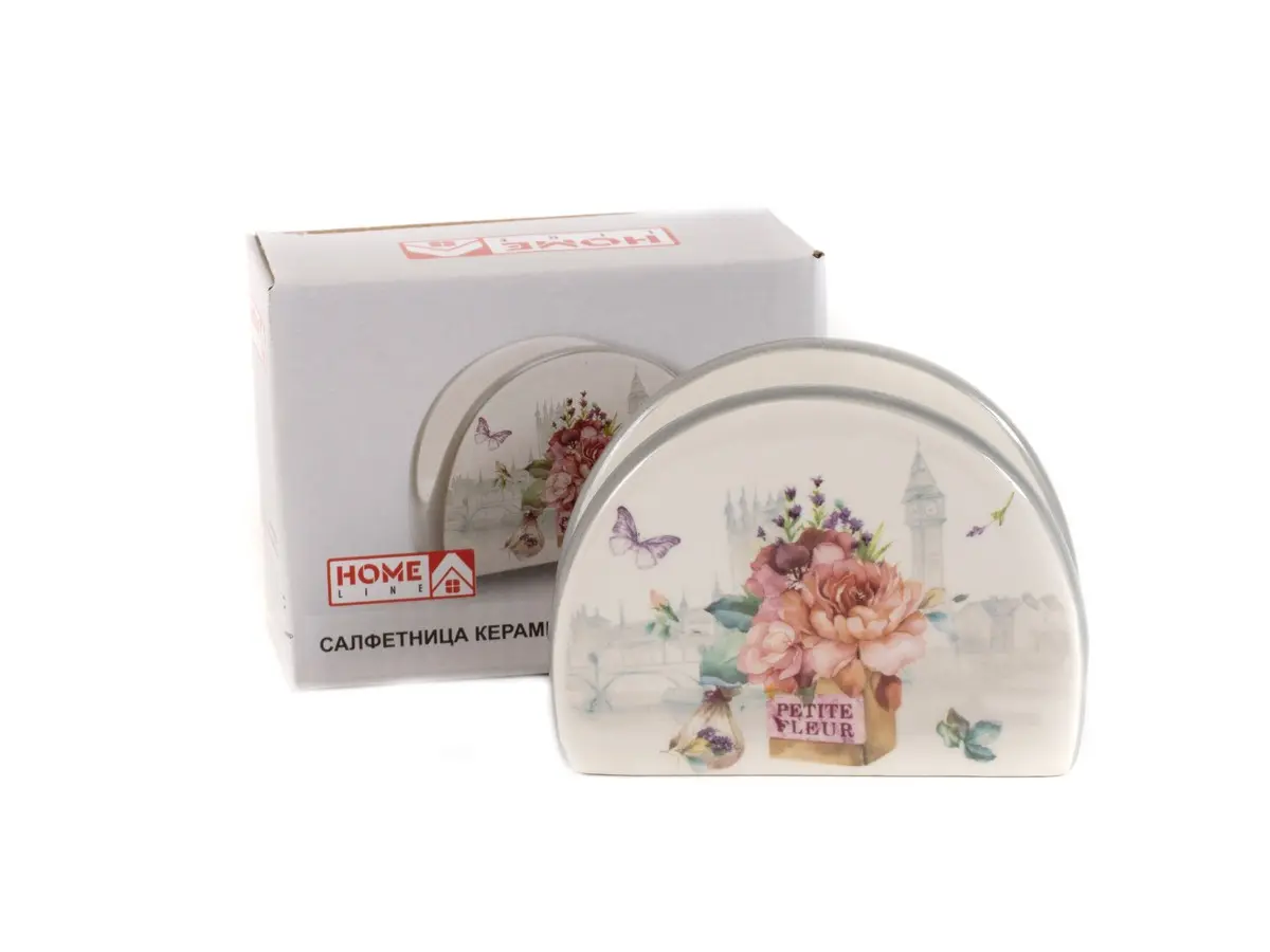 САЛФЕТНИЦА керамическая "Розовая роза" 9,8*4,4*7,3 см  Home Line 104645