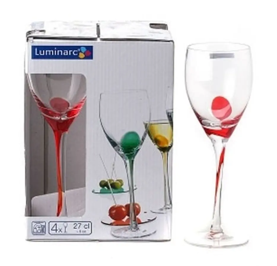 НАБОР БОКАЛОВ ДЛЯ ВИНА стеклянных "Drip red" 4 шт. 270 мл  Luminarc 74498