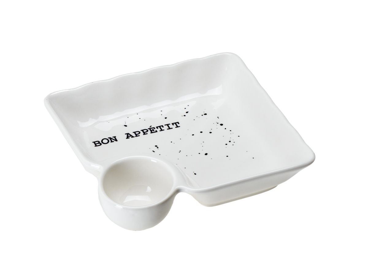БЛЮДО С СОУСНИКОМ керамическое "Bon appetit" 18,6*17,5*4 см   108448