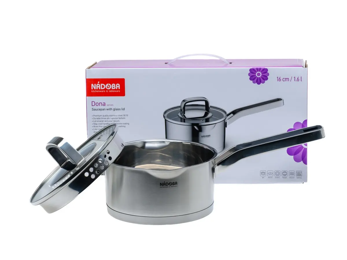 КОВШ со стеклянной крышкой, 16 см/1,6 л, NADOBA, серия DONA  105582