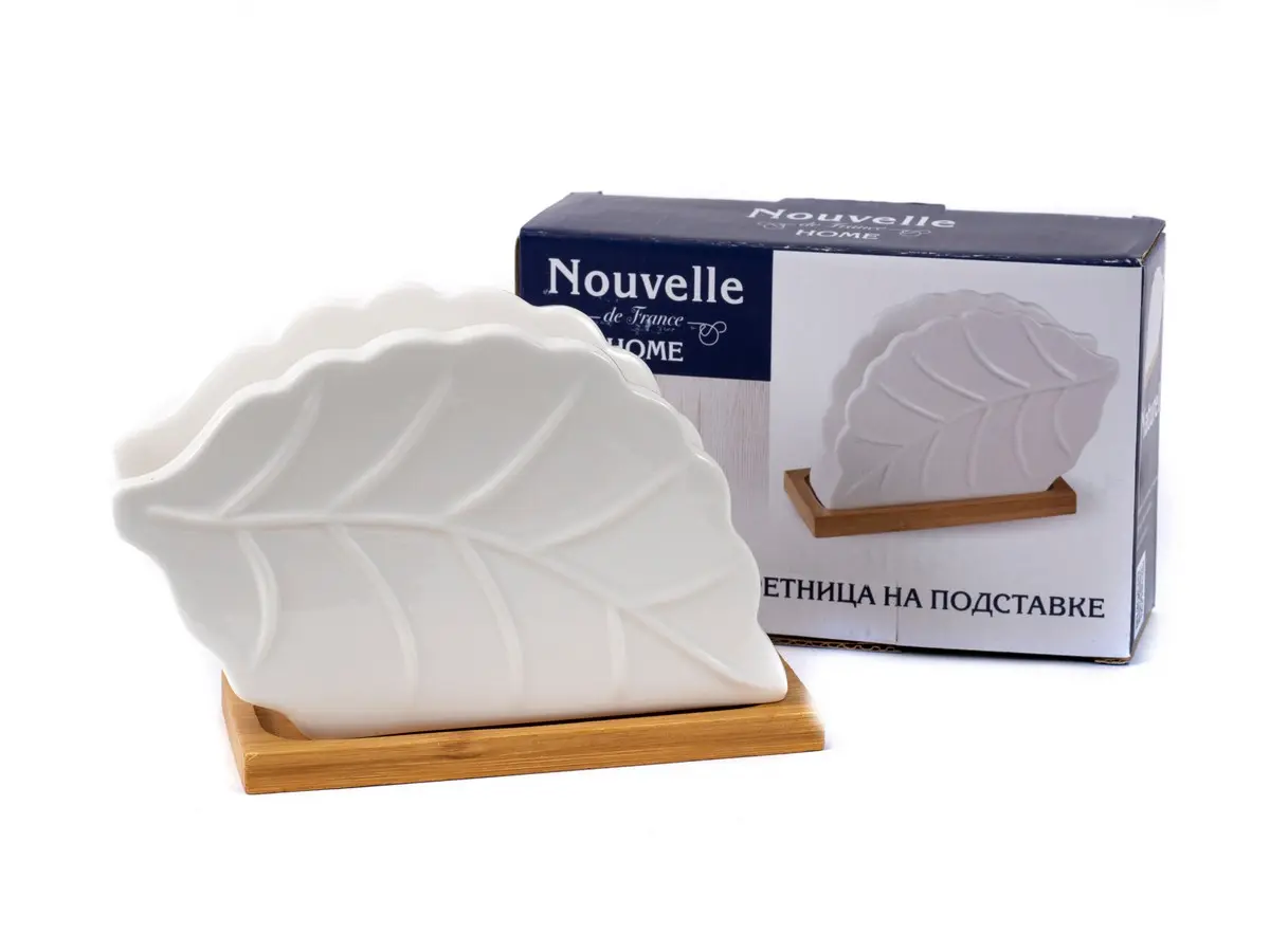 САЛФЕТНИЦА фарфор/бамбук 14*3,2*9,1 см  Nouvelle 101683