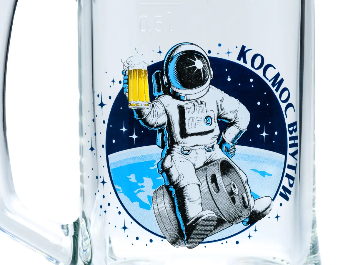 КРУЖКА ДЛЯ ПИВА стеклянная "Ладья. Космос" 500 мл/16 см  ОСЗ 107560