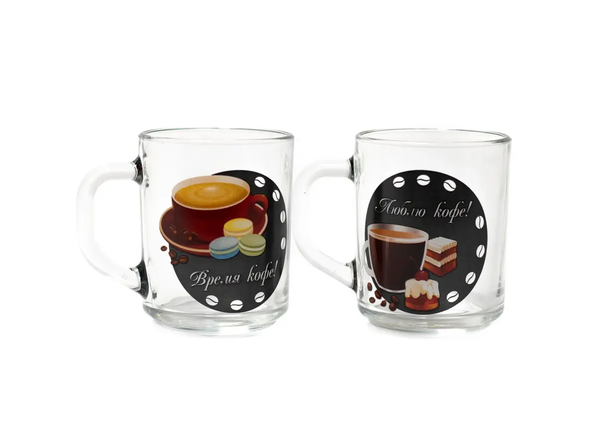 КРУЖКА стеклянная "Green Tea. Кофе брейк" 200 мл/9 см  ОСЗ 105638
