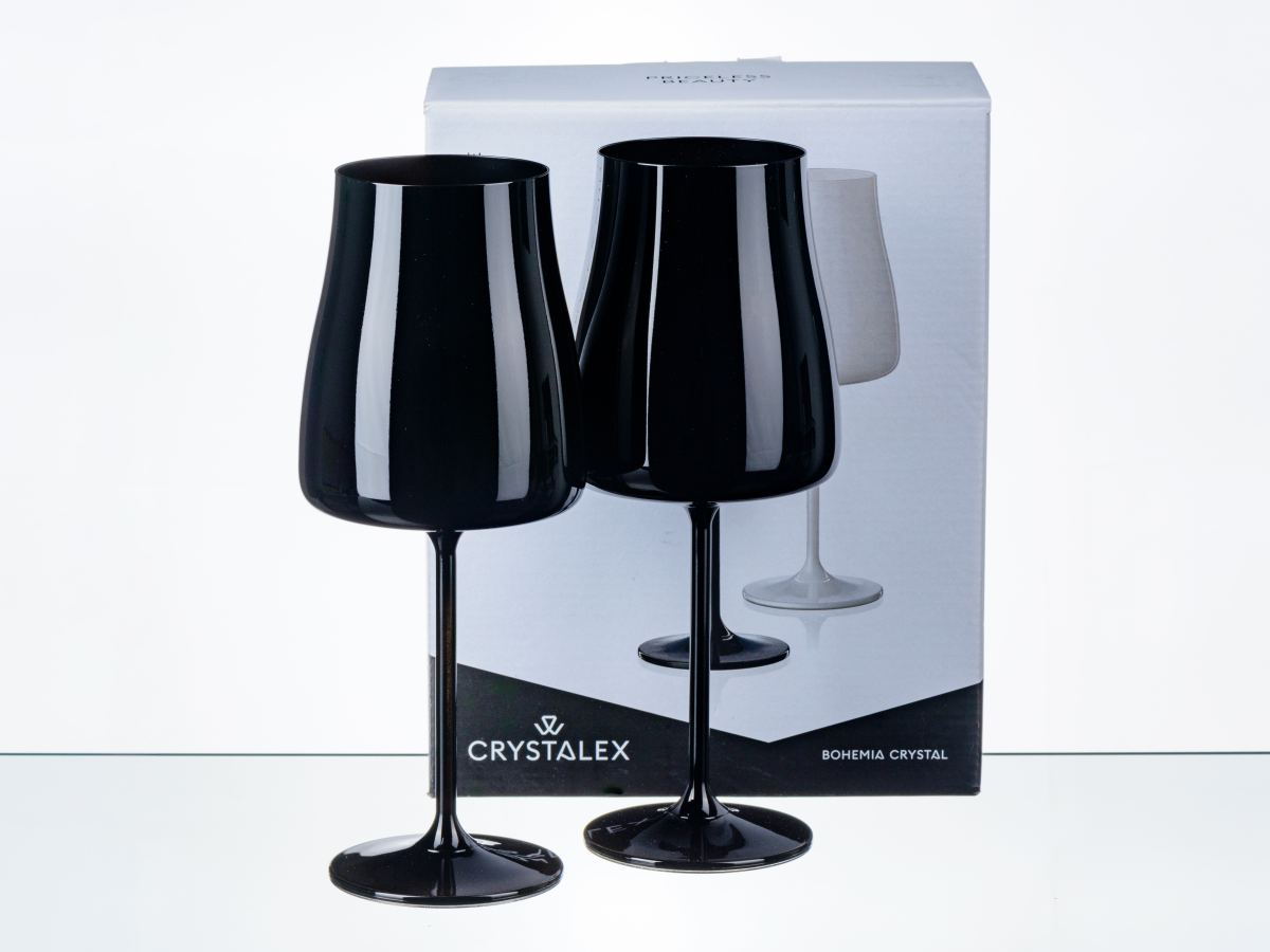 НАБОР БОКАЛОВ ДЛЯ ВИНА стеклянных "Black and White" 2 шт. 400 мл/23 см  Crystalex 107239