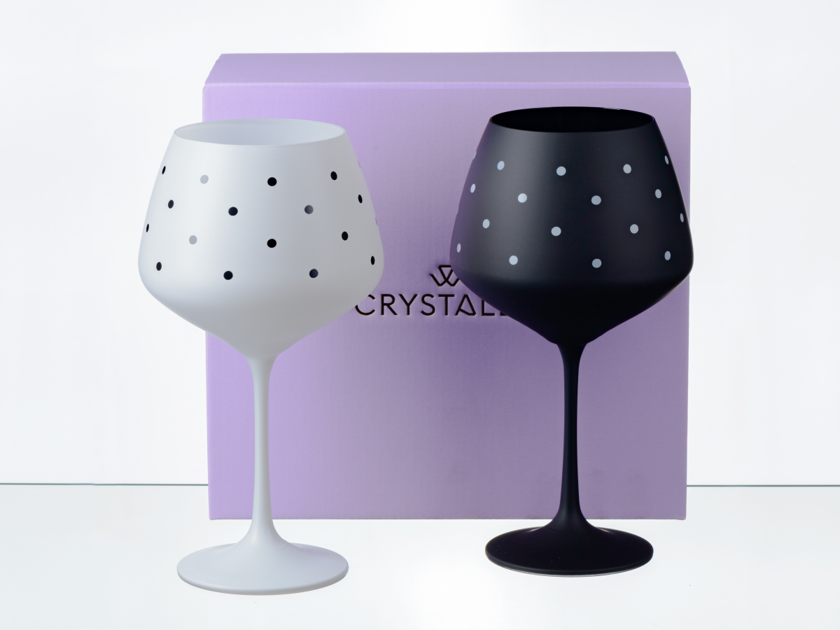 НАБОР БОКАЛОВ ДЛЯ ВИНА стеклянных "Lovely dots" декор. 2 шт. 580 мл  Crystalex 101931