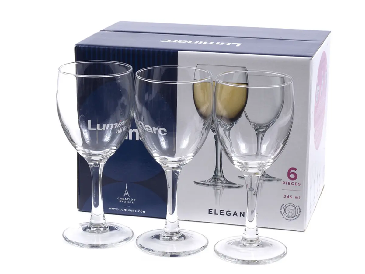 НАБОР БОКАЛОВ ДЛЯ ВИНА стеклянных "Elegance" 6 шт. 245 мл  Luminarc 89927