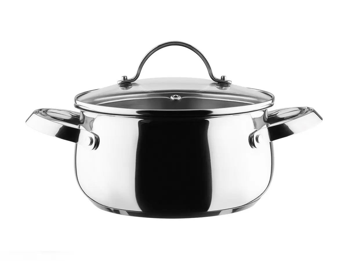 КАСТРЮЛЯ из нержавеющей стали со стеклянной крышкой "Culinaire" 2,4 л/18 см  Vinzer 102596