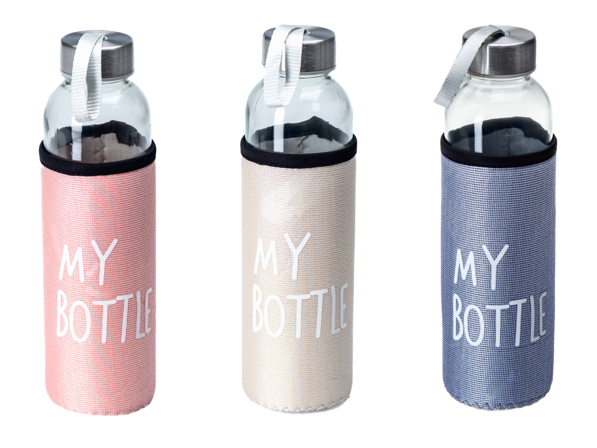 БУТЫЛКА стекло/пластмасса для питья "My bottle" в текстильном чехле 500 мл/22 см   108461