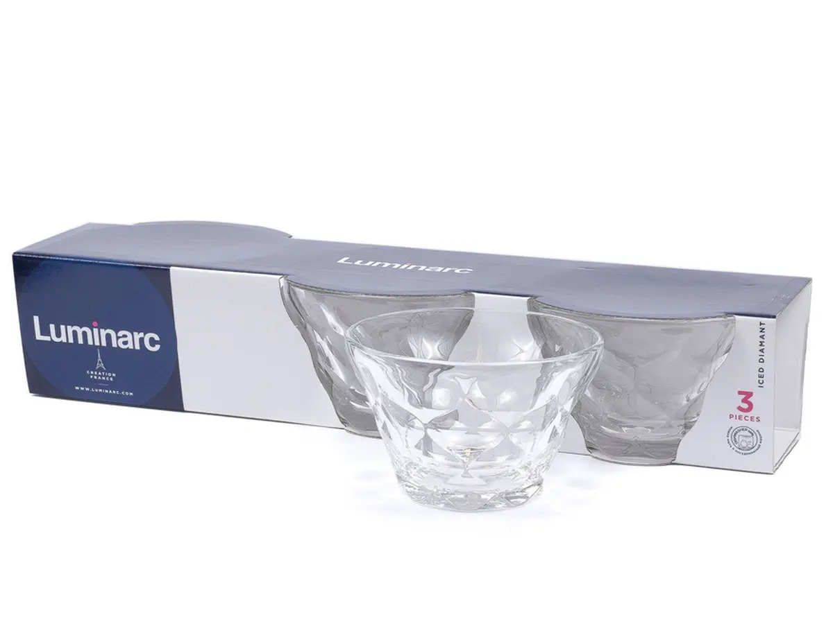 НАБОР КРЕМАНОК стеклянных "Iced Diamond" 3 шт. 350 мл  Luminarc 90743