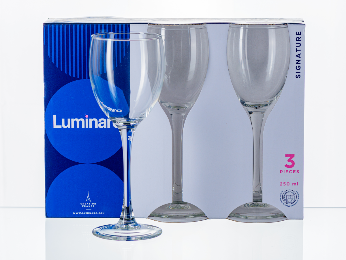 НАБОР БОКАЛОВ ДЛЯ ВИНА стеклянных "Signature" 3 шт. 250 мл  Luminarc 72248