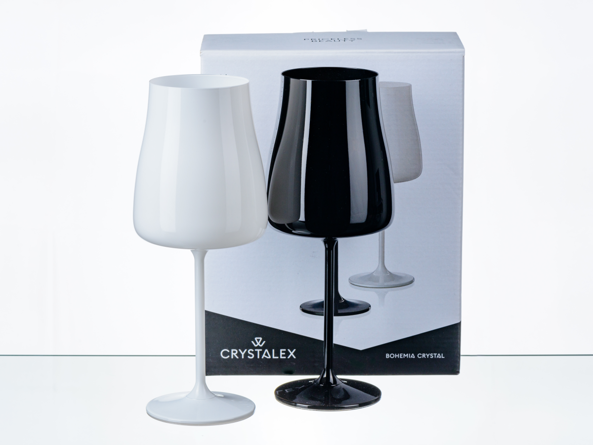 НАБОР БОКАЛОВ ДЛЯ ВИНА стеклянных "Black and White" 2 шт. 400 мл/23 см  Crystalex 107238