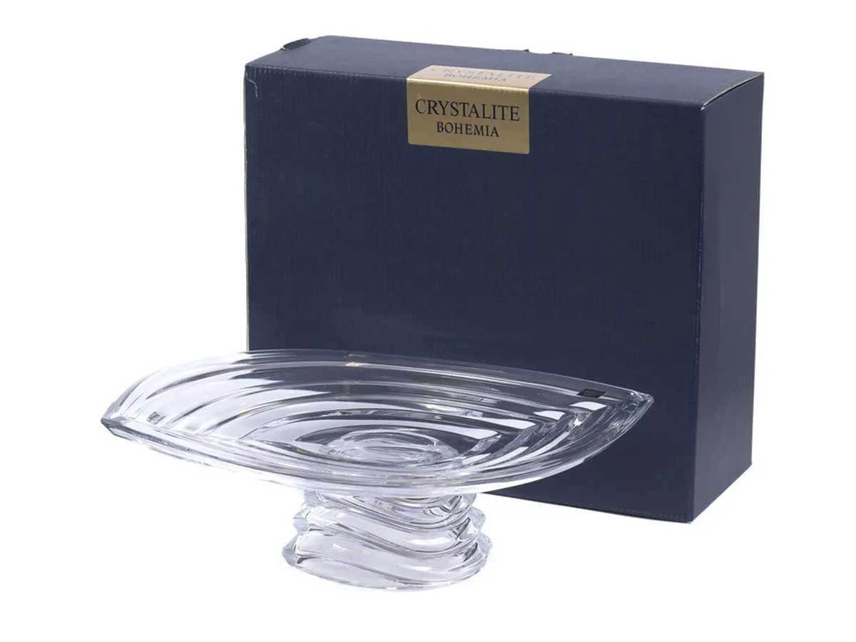 БЛЮДО стеклянное "WAVE" на ножке 36 см  Crystalite Bohemia 88667