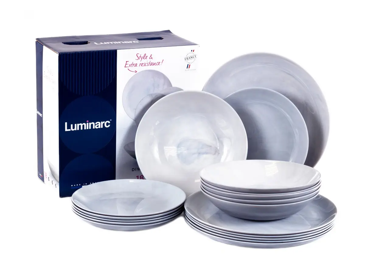 НАБОР ТАРЕЛОК стеклокерамических "Diwali Granit Marble" 18 шт. 19/20/25 см  Luminarc 105115