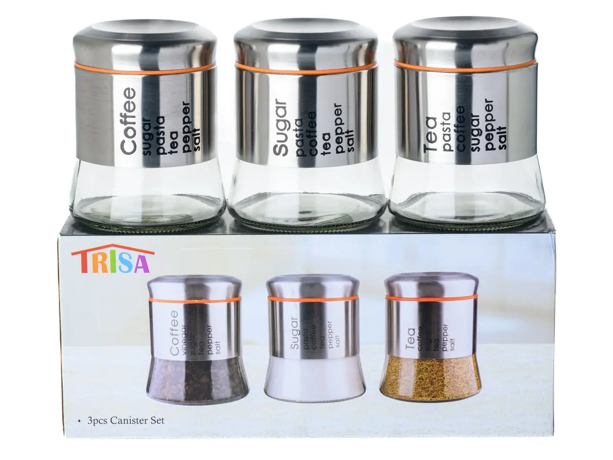 НАБОР БАНОК ДЛЯ СЫПУЧИХ ПРОДУКТОВ стекло/металл 3 шт. 750 мл/11,5*14 см   106542