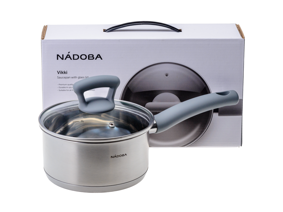 КОВШ со стеклянной крышкой, 16 см/1,6 л, NADOBA, серия VIKKI   109192