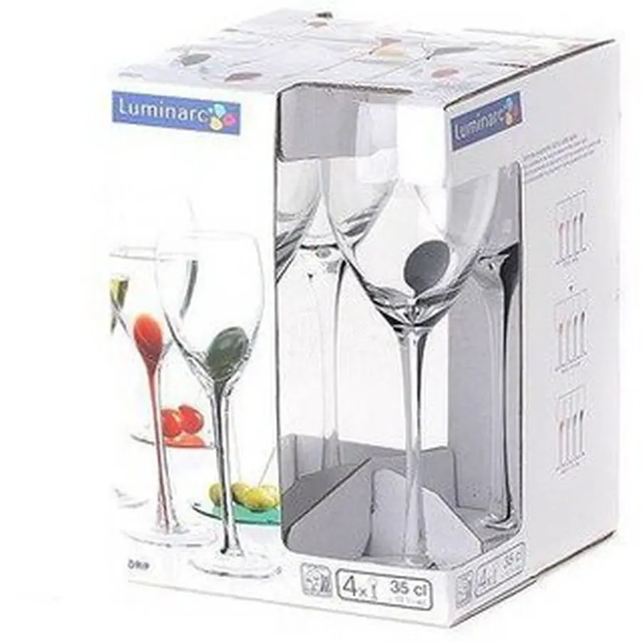 НАБОР БОКАЛОВ ДЛЯ ВИНА стеклянных "Drip black" 4 шт. 350 мл  Luminarc 74497