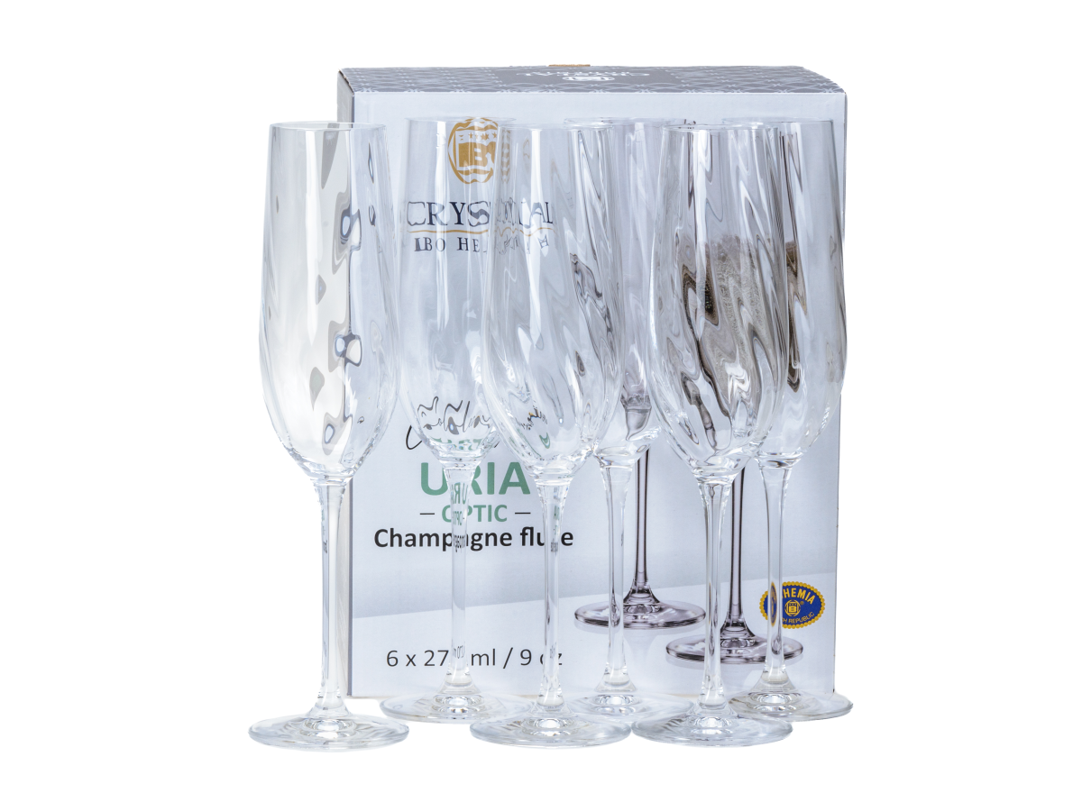 НАБОР БОКАЛОВ ДЛЯ ШАМПАНСКОГО стеклянных "Uria Optic" 6 шт. 270 мл   109467