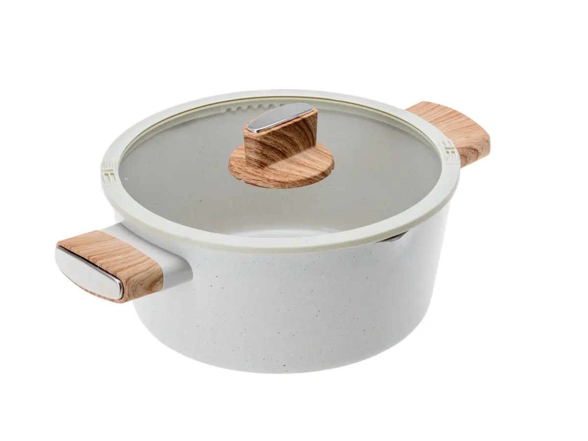 КАСТРЮЛЯ алюминиевая с керамическим покрытием "Ceramic Latte" 24*11 см/3 л со стеклянной крышкой  Fresca 105645