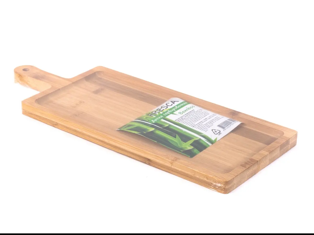 ДОСКА СЕРВИРОВОЧНАЯ бамбуковая с ручкой 39*15*1,6 см  Fresca 101463