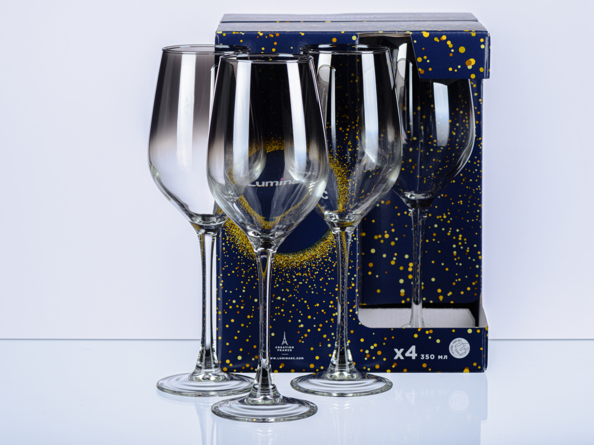 НАБОР БОКАЛОВ ДЛЯ ВИНА стеклянных "Silver haze" 4 шт. 350 мл  Luminarc 102632
