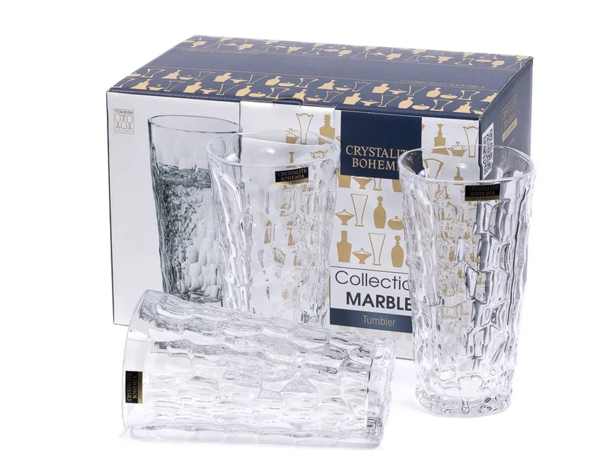 НАБОР СТАКАНОВ стеклянных "MARBLE" 6 шт. 375 мл  Crystalite Bohemia 89868