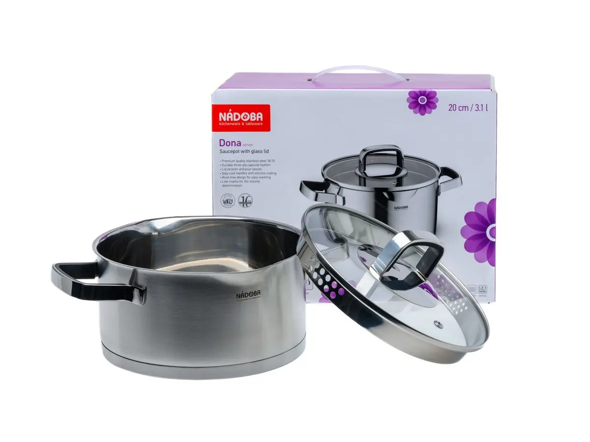 КАСТРЮЛЯ со стеклянной крышкой, 20 см/3,1 л, NADOBA, серия DONA  105580