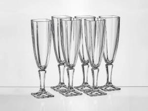 НАБОР БОКАЛОВ ДЛЯ ШАМПАНСКОГО стеклянных "AREZZO" 6 шт. 140 мл  Crystalite Bohemia 63232 
