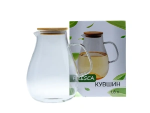 КУВШИН стеклянный 1,8 л/21 см с бамбуковой крышкой  Fresca 104593 
