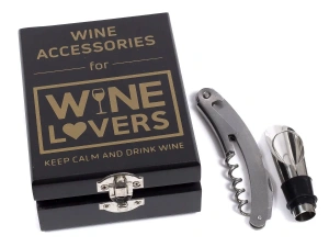 НАБОР ПОДАРОЧНЫЙ металлический "Wine lovers" 2 пр.: штопор, дозатор   96296 