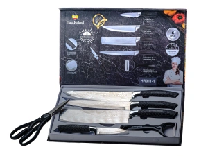 НАБОР НОЖЕЙ металлических 6 пр. : 4 ножа, ножницы, скребок   108507 