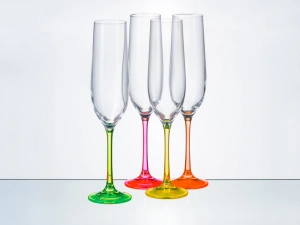 НАБОР БОКАЛОВ ДЛЯ ШАМПАНСКОГО стеклянных "Neon" 4 шт. 190 мл  Crystalex 70828 