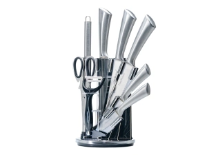 НАБОР НОЖЕЙ металлических 8 пр. в подставке: 5 ножей, ножницы, скребок, точилка   108506 