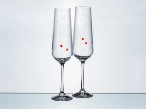 НАБОР БОКАЛОВ ДЛЯ ШАМПАНСКОГО стеклянных "Sparkly Love" 2 шт. 200 мл  Crystalex 103208 