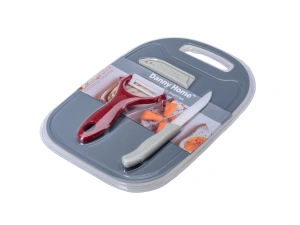 НАБОР КУХОННЫЙ керамика/пластмасса 4 пр.: скребок, нож, чехол, доска разделочная пластмассовая   109857 