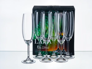НАБОР БОКАЛОВ ДЛЯ ШАМПАНСКОГО стеклянных "Lara" 6 шт. 220 мл  Crystalex 47244