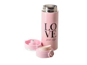 ТЕРМОС металл/пластмасса "Love your life" 420 мл с датчиком температуры   109498