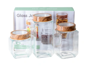 НАБОР БАНОК ДЛЯ СЫПУЧИХ ПРОДУКТОВ стеклянных 3 шт. 0,58/0,8/1 л с металлическими крышками   110462 