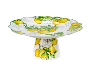 БЛЮДО ДЛЯ ТОРТА фарфоровое на ножке "Fresh Lemon" 27 см   109535 