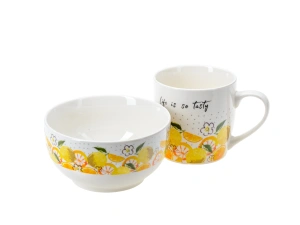 НАБОР ДЛЯ ЗАВТРАКА керамический 2 пр.: кружка 345 мл, салатник 12,5*6,5 см   109644