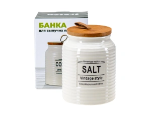 БАНКА ДЛЯ СЫПУЧИХ ПРОДУКТОВ керамическая "Salt" 850 мл/10,7*10,7*14 см   110143 